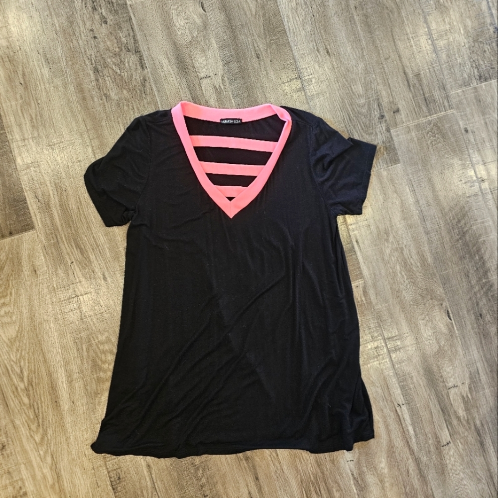 Black Neon Pink Neck Tee